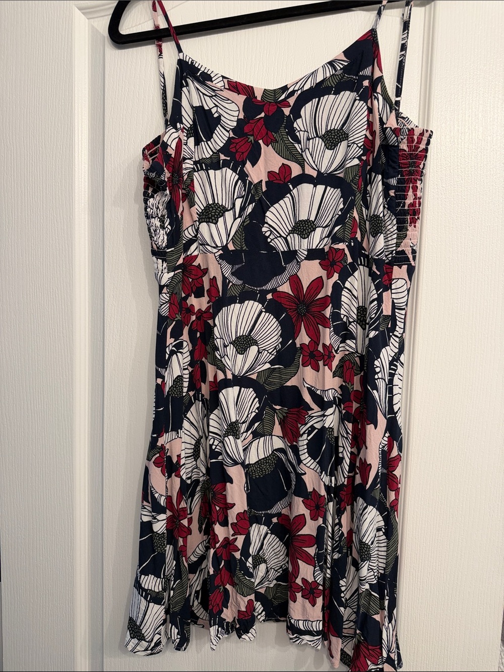 LOFT Pink Floral Spaghetti Strap Mini Dress